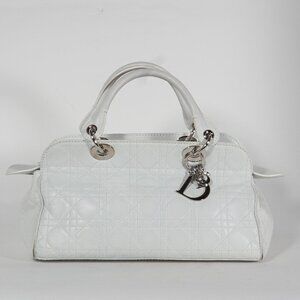 Christian Dior Lady Dior White Cannage Leather Bag
